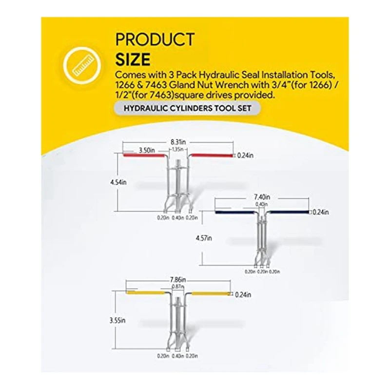 GTBL 6 Pack Hydraulic Seal Installation Tools Hydraulic Cylinder Piston Repair Seal Kit, For Farm And Construction Equipment