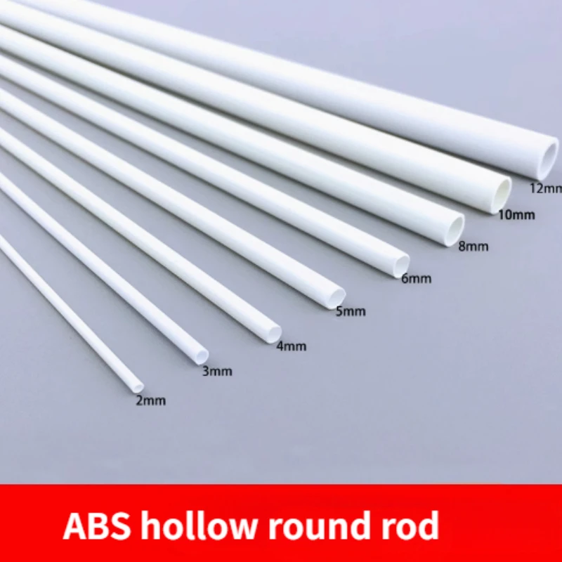 10/20/30pcs 500mm ABS Round Hollow Bar Plastic White Welding Rods DIY House Sand Table Model Building Making Diameter 2mm-12mm