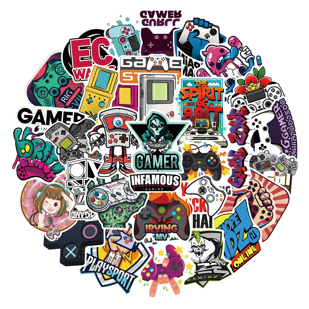 50PCS Cartoon Nostalgia Game Console Sticker  Graffiti iPad Mobile Phone  Helmet DIY Wall Sticker Toy Decoration