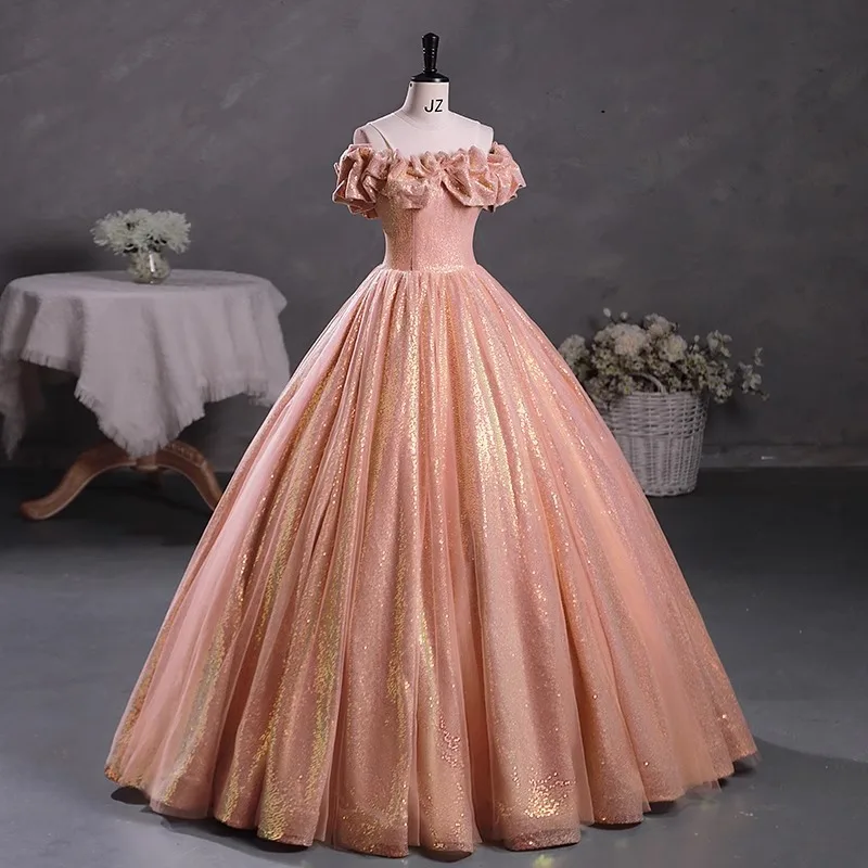 Robe de Bal Élégante à Paillettes pour ixd'Anniversaire, Quinceanera, Sweet 16, 15 Ans