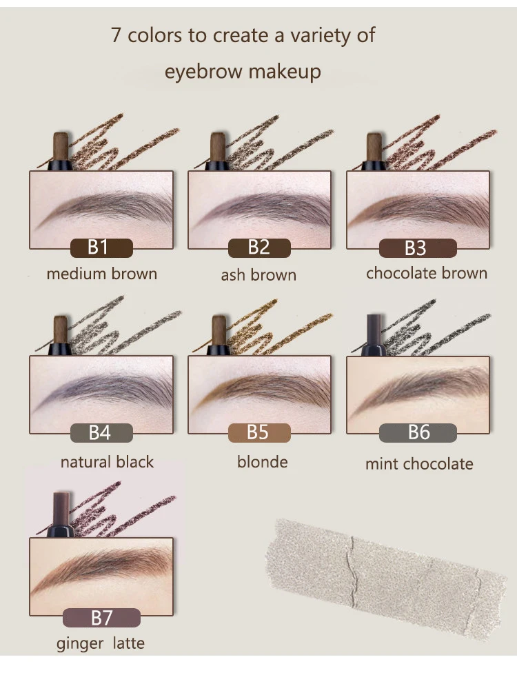 Flortte Superfine Eyebrow Pencil Double-head Waterproof And Smudge-proof Long-lasting Eyebrow Pen Makeup Easy to Color Cosmetics