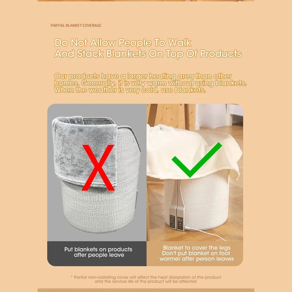 A59Z-Electric Feet Heater Adjustable Thermostat Foot Warmer For Home Office Feet Warm Euplug