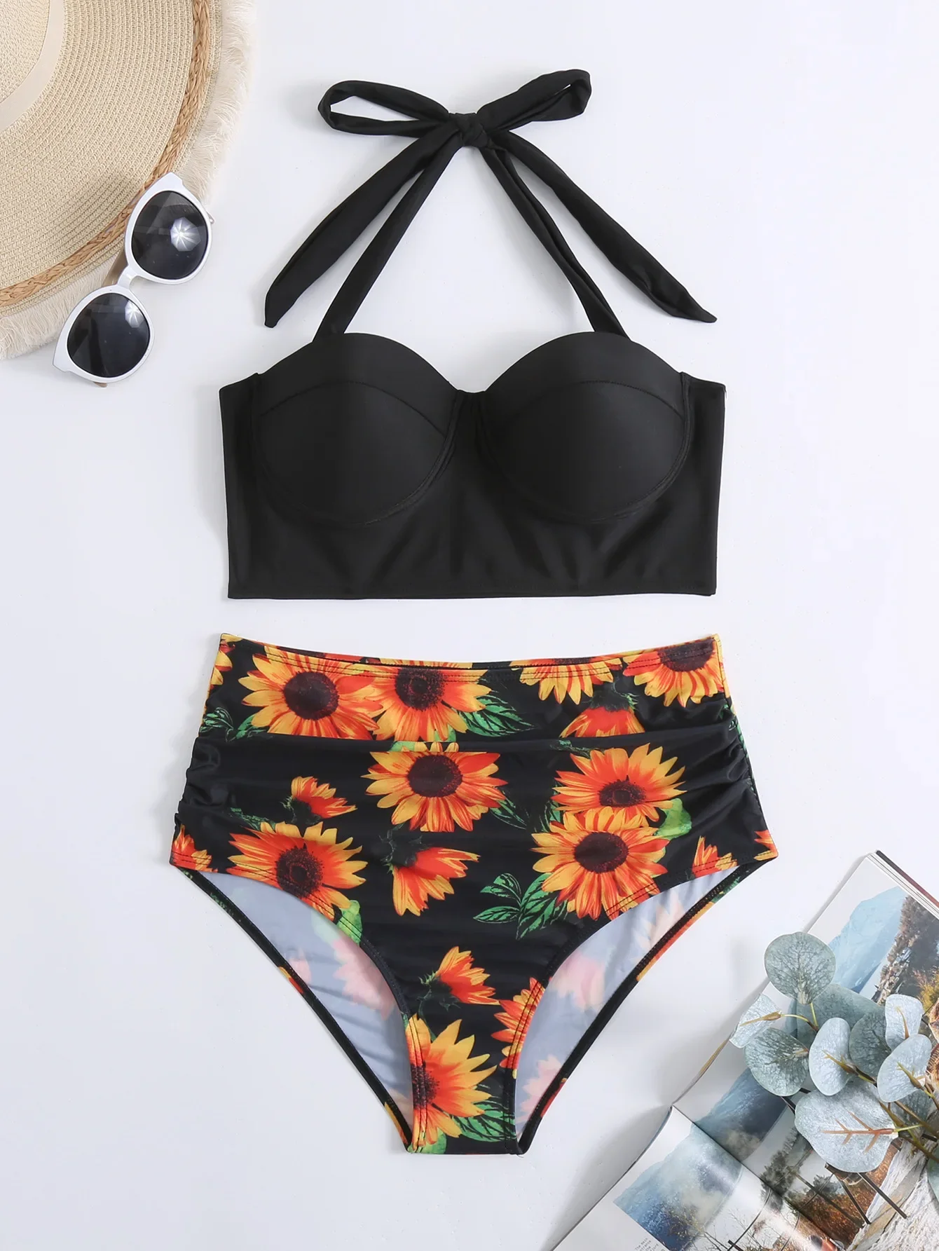 2024 push up biquinis brasileiros maiô feminino cintura alta conjunto de biquíni maiô feminino verão floral impressão beach wear