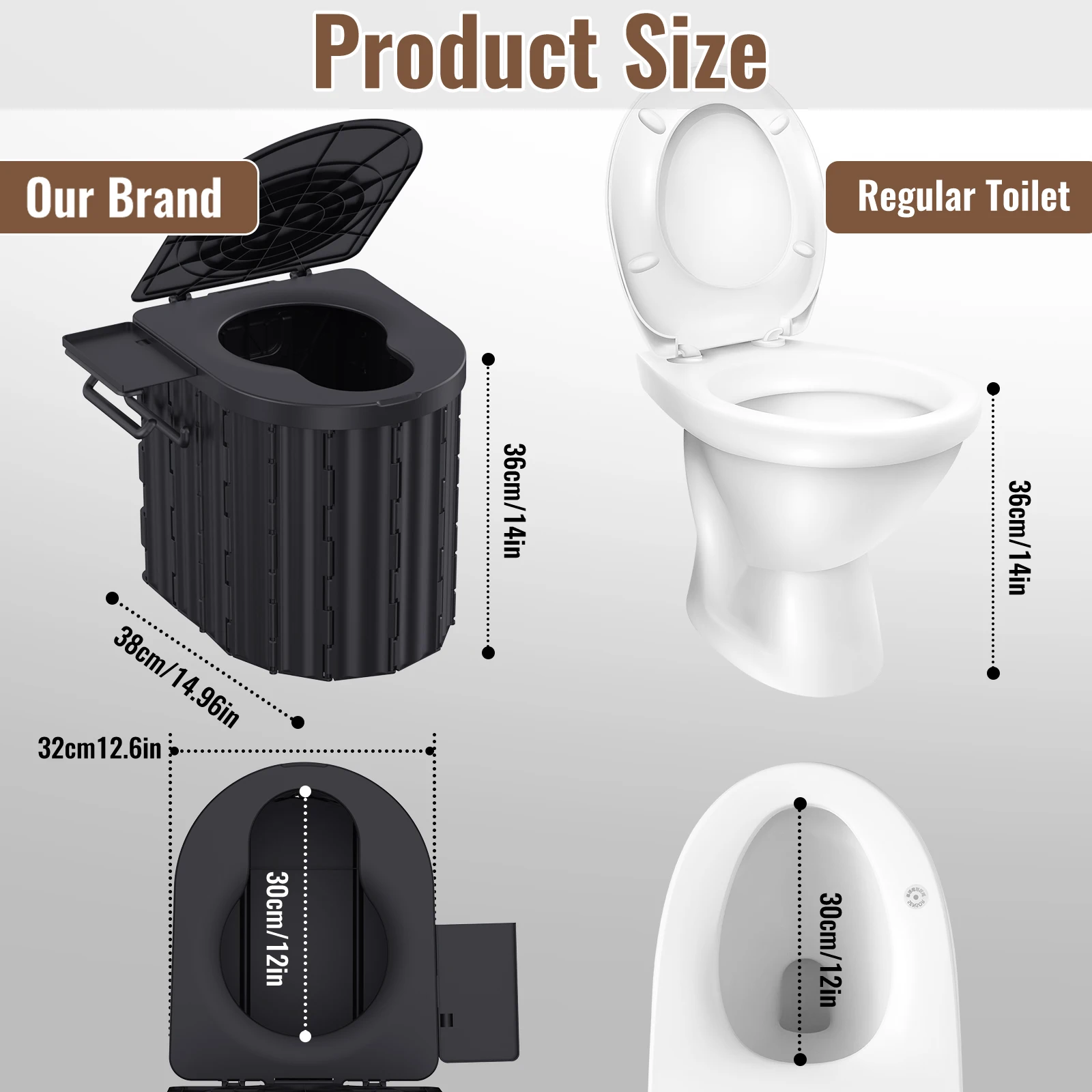 Toilettes portables pliantes avec couvercle pour le camping et les voyages