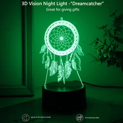 Dreamcatcher 3D Night Light, Colorful Gradient Atmosphere Night Light, LED Home Decoration Night Light, Suitable for Bedroom