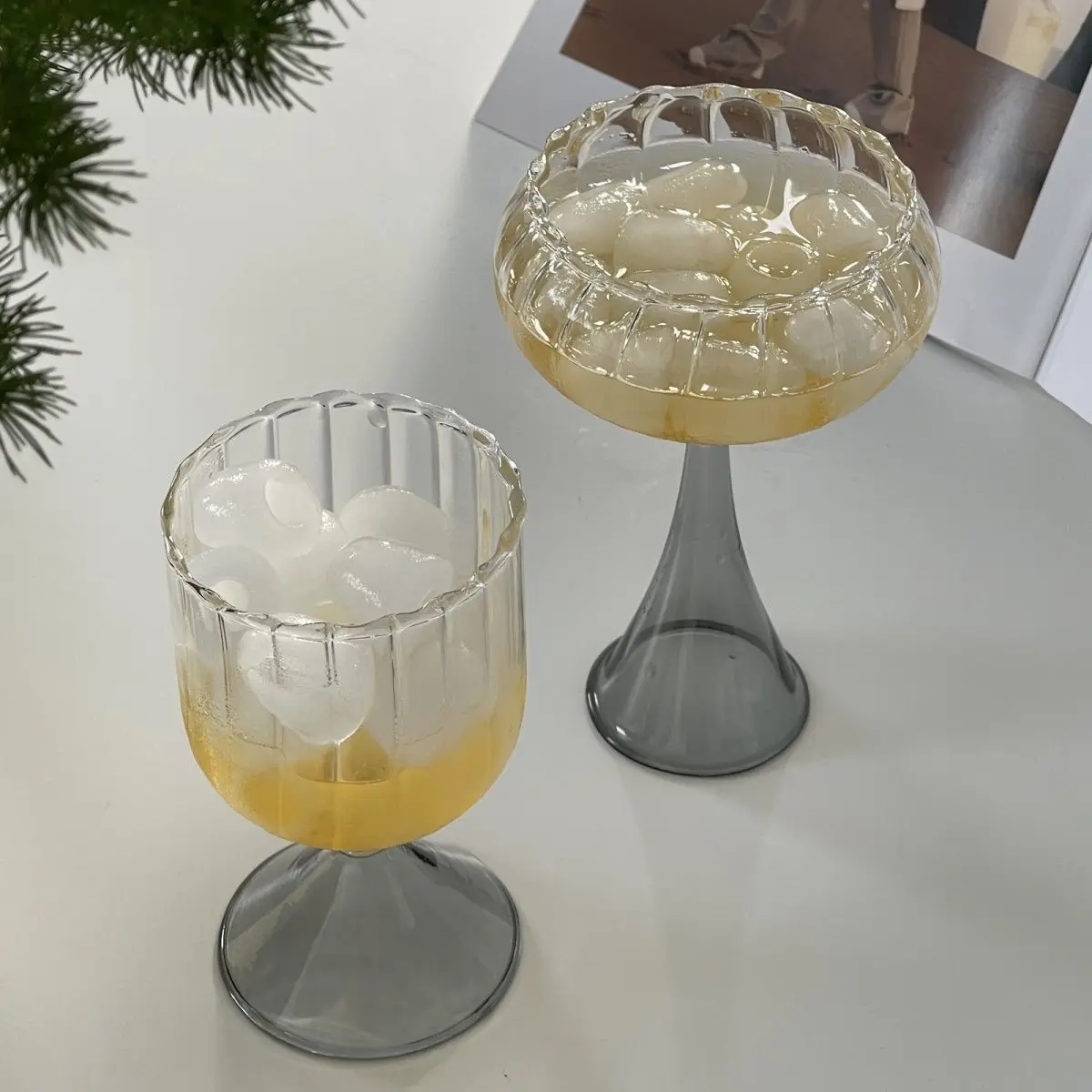 

Creative Ins Korean Style Wine Glass Colored Glass Juice Ice Cream Cup Retro Cute Glass Cup