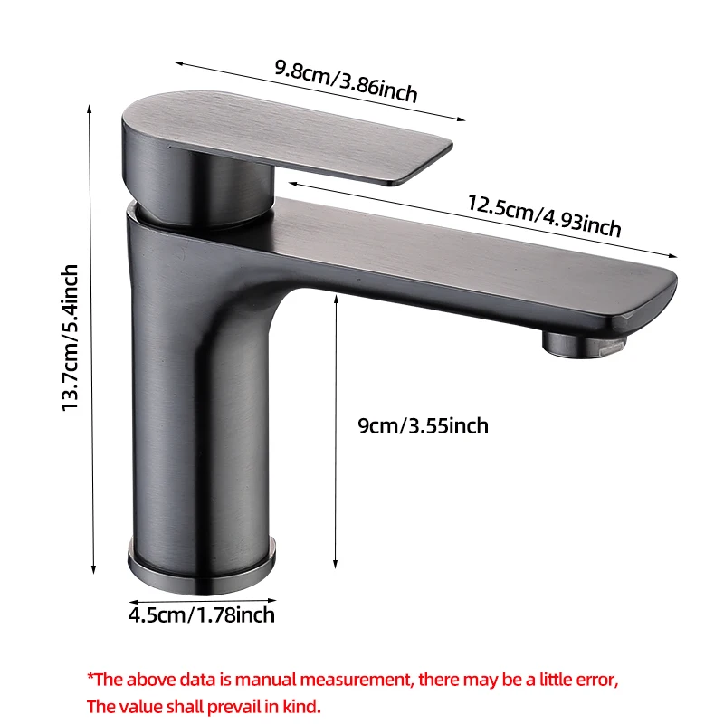 Baokemo Bathroom Washbasin Faucet Hot Cold Mixer Tap Stainless Steel Deck Mount Single Handle with a Pair of Inlet Pipes