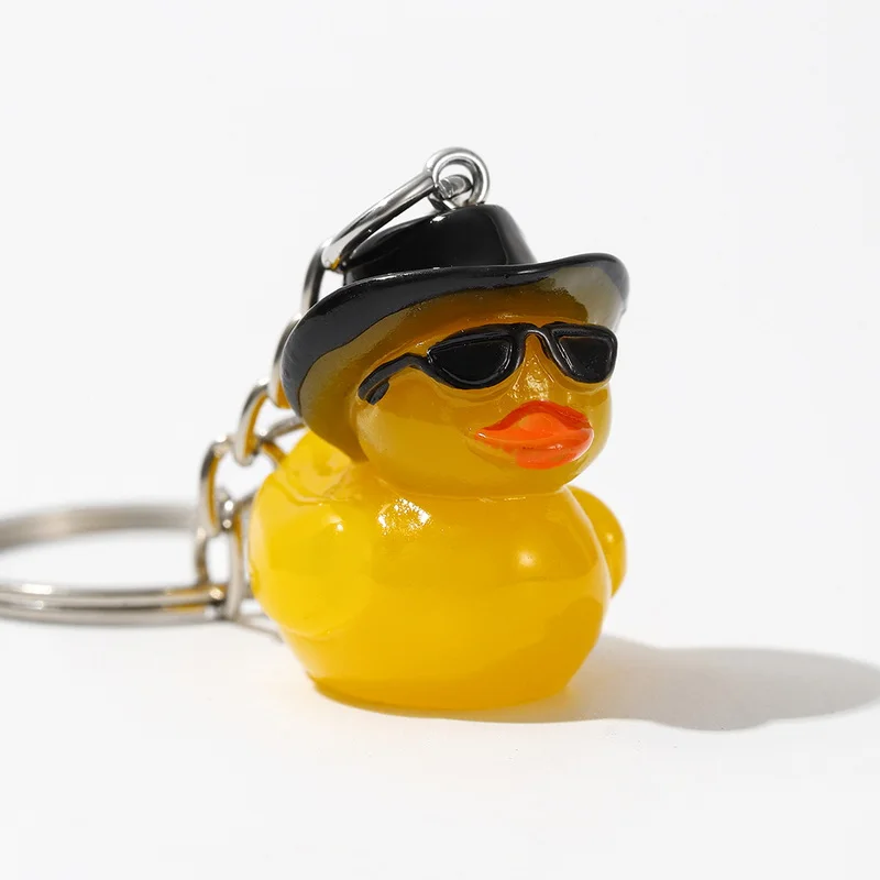 Cartoon Cute Little Yellow Duck Keychain For Women Kids Lovely Resin Animal Duck Pendant Keyring Car Key Handbag Jewelry Decor