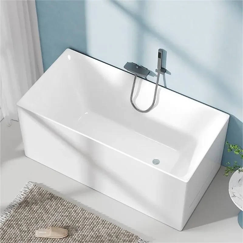 For Small Apartment Household Adult Acrylic Seamless Integrated Thin Edge Free Installation Independent Bathtub Factory
