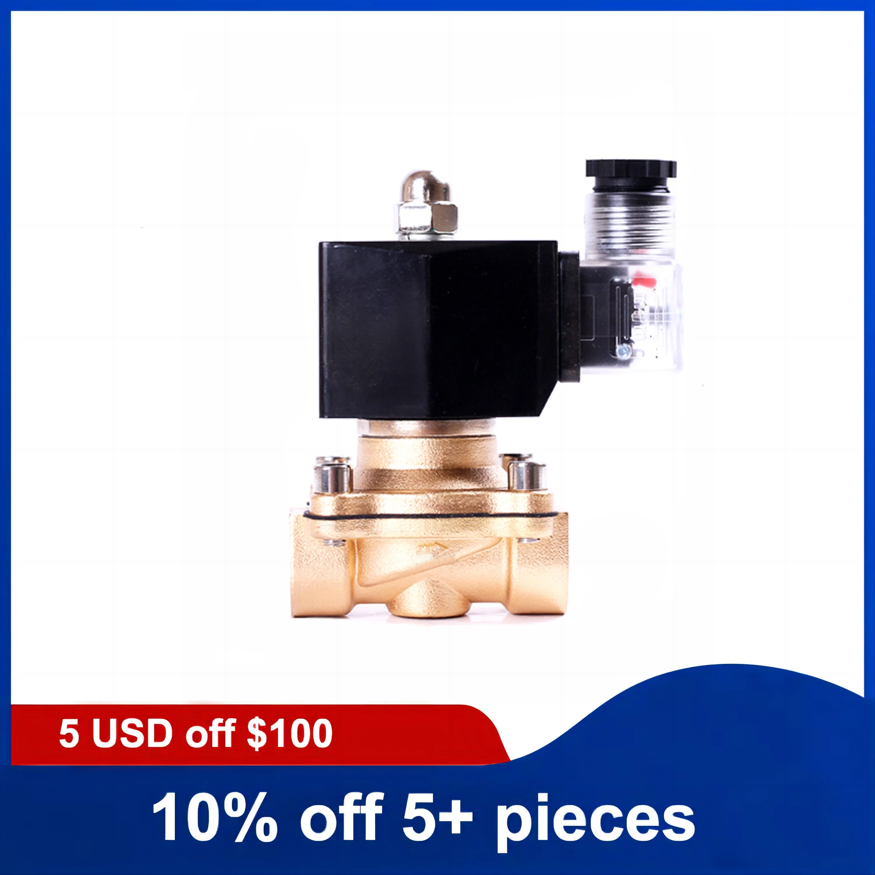 

3/4 inch Brass Normally Closed Solenoid Valve 220V 12V 24V Direct Acting Solenoid Valve with LED Light