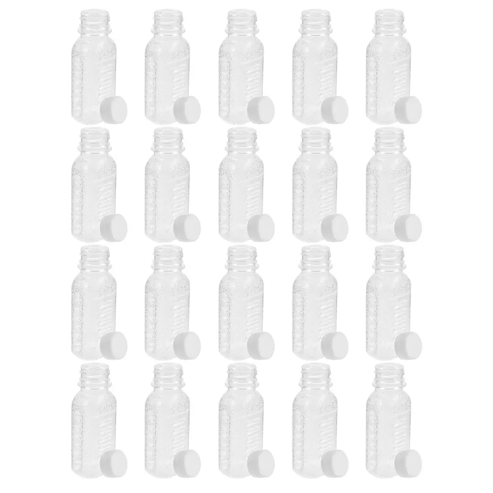 

20pcs 100ml Transparent Drink Bottles White Caps Leak Proof Lightweight Portable Milk Containers for Fridge Juice Storage