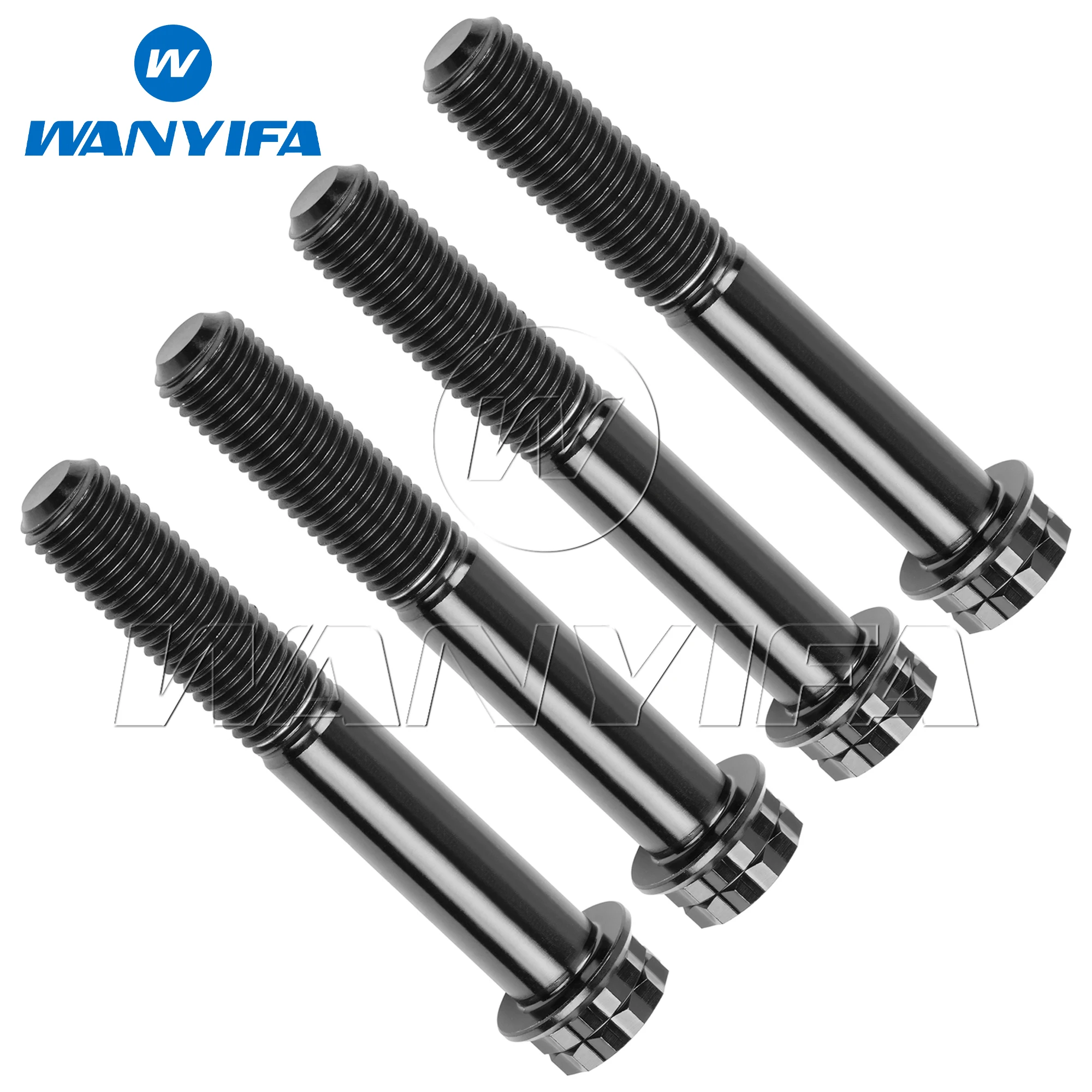 Wanyifa 4pcs Titanium Bolt M10x20 25 30 35 40 45 50 55 60 65 70mm P1.25/1.5 Flange 12-Point Torx Head Screws Black Color