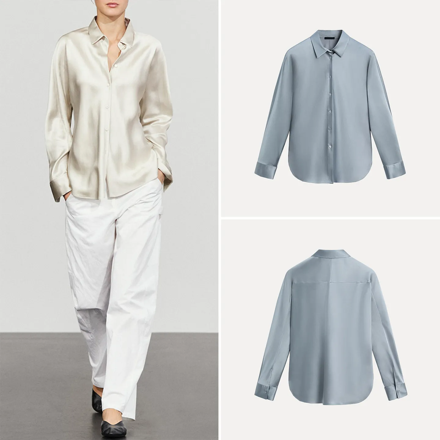 ZADATA Women's Shirt 2026 Autumn Casual Loose Fit Long Sleeve Classic Style High Quality Drapey Texture Old Money Aesthetic