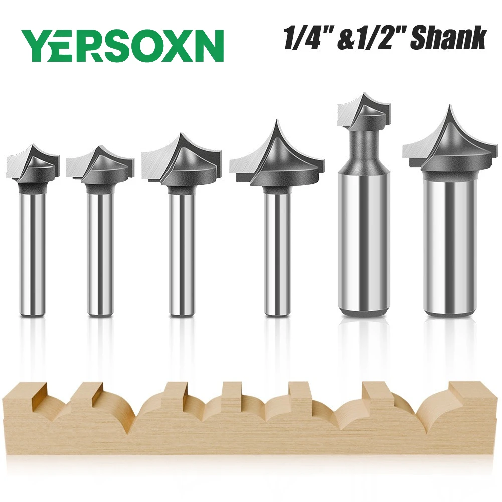 

1PC 1/4" 1/2" Shank Round Nose Point Cut Wood Router Bit Tungsten Cobalt Alloy 2 Flute Wood Milling Cutters Woodworking Tools