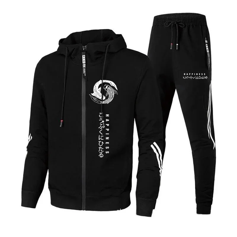 

Men Sweatshirts Quality Casual Autumn Winter Men's Tracksuit Daily Fashion Pullover Single Zipper Hoodies Pants Sports Outdoor