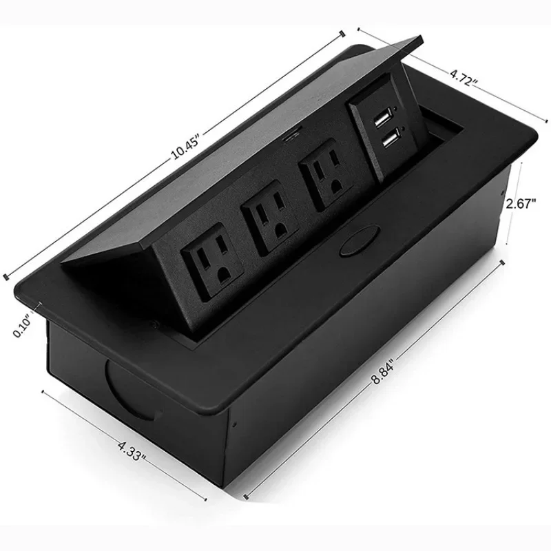 UL 3 US Power 2 USB Charging Hidden Connection Box Desk Power Socket for Office Table/desktop Pop Up Power 110v 220v Socket