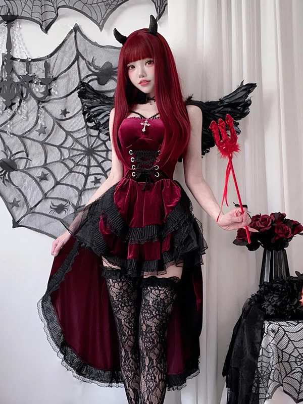 القوطية k Sle أزياء الهالوين النسائية الدكتور مصممة الساحرة العروس أداء الملابس الصينية المرحلة زي