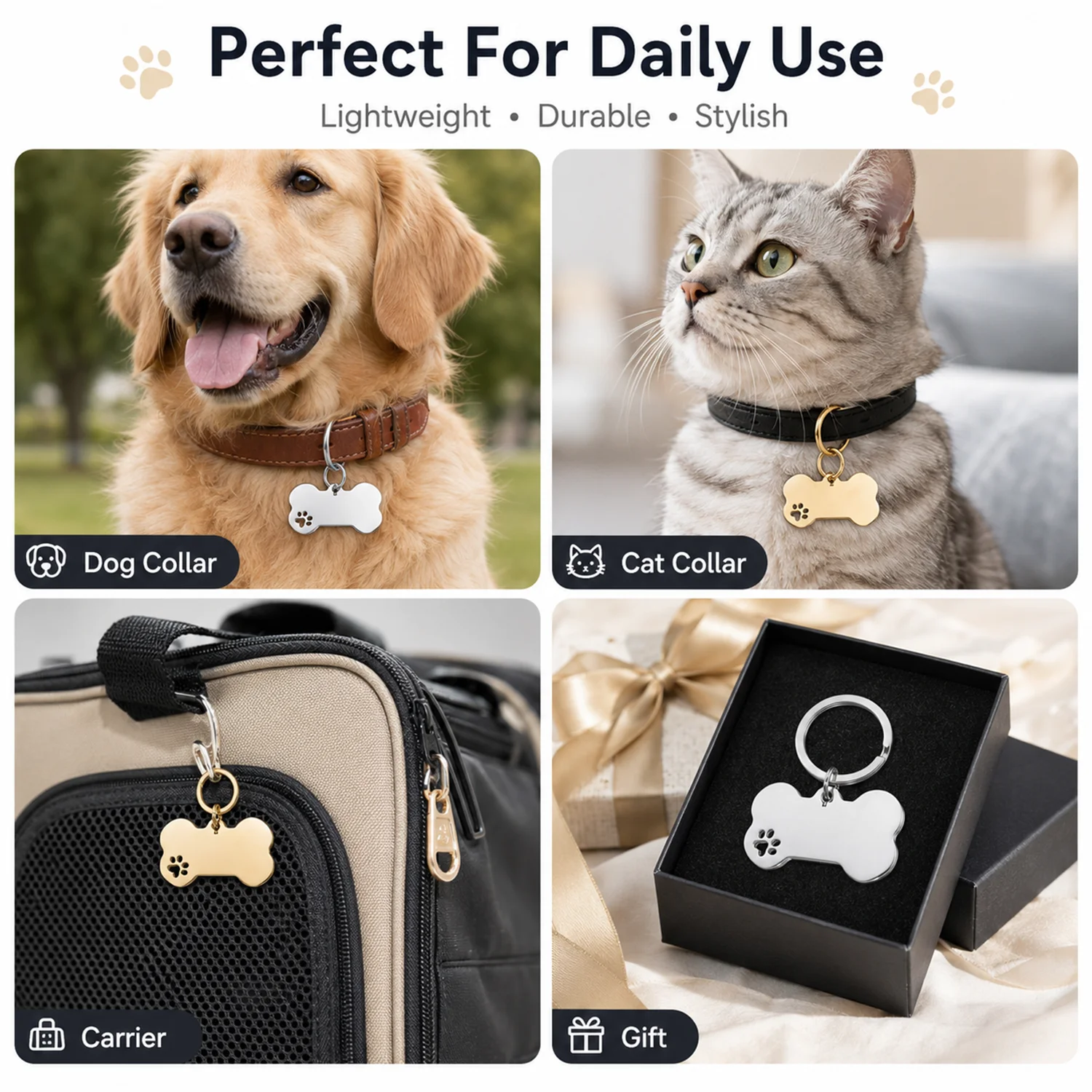 Doppelseitiger personalisierter Namensanhänger für Hunde, personalisiertes Haustier-ID-Tag, Lasergravur, personalisierter Namensanhänger für Hunde aus Edelstahl – Detail 8