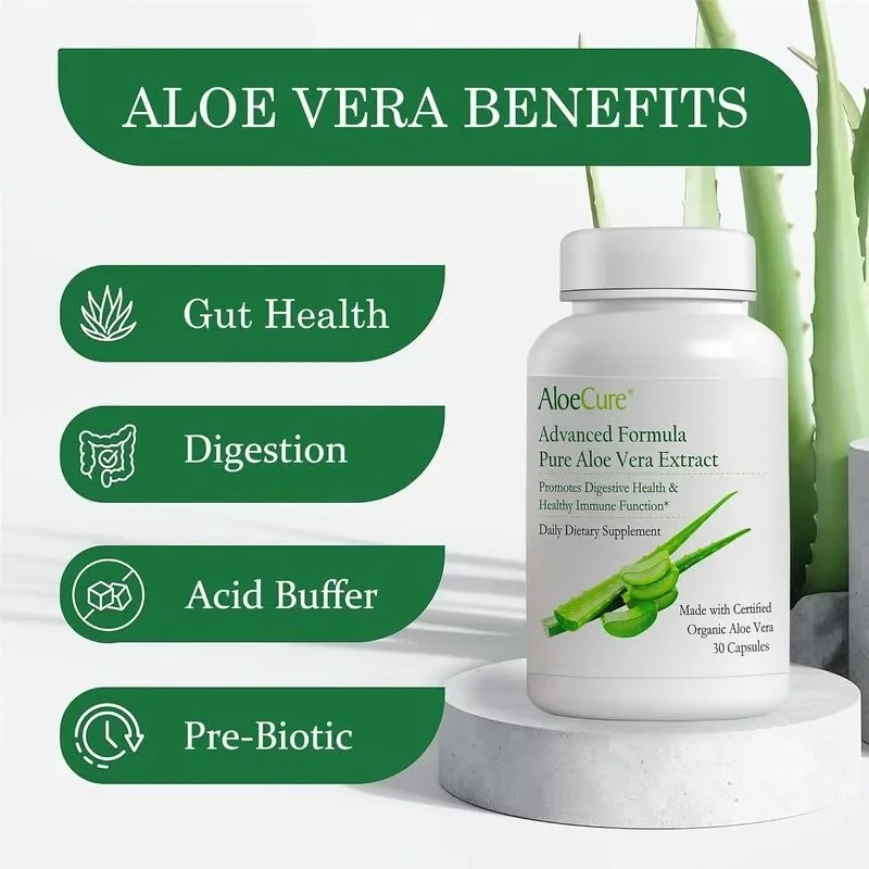 Aloe Vera Capsules - Helps Maintain Healthy Cholesterol, Digestion, Skin and Joint Support, and Balance Stomach Acid
