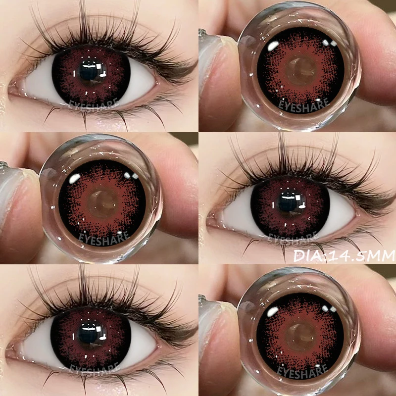 AMARA 1 Paar 14,5 mm große Farbkontaktlinsen, große Augen, schwarze Kontakte für Augen, braune Linsen, kosmetische Kontaktlinsen