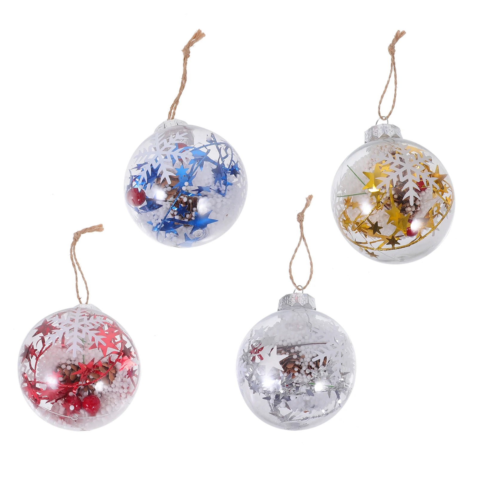 

4 Pcs Christmas Ball Hanging PET Transparent Snowflake Decoration for Tree Home Party Supplies Xmas nament Gifts