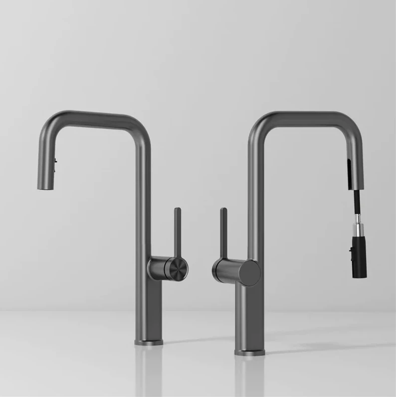 

Brushed Gold Pull Out Kitchen Faucets Brass Rose Gold Sink Faucets Brass Sink Tap Rotating Spout Mixers Tap Hot Cold Water Crane