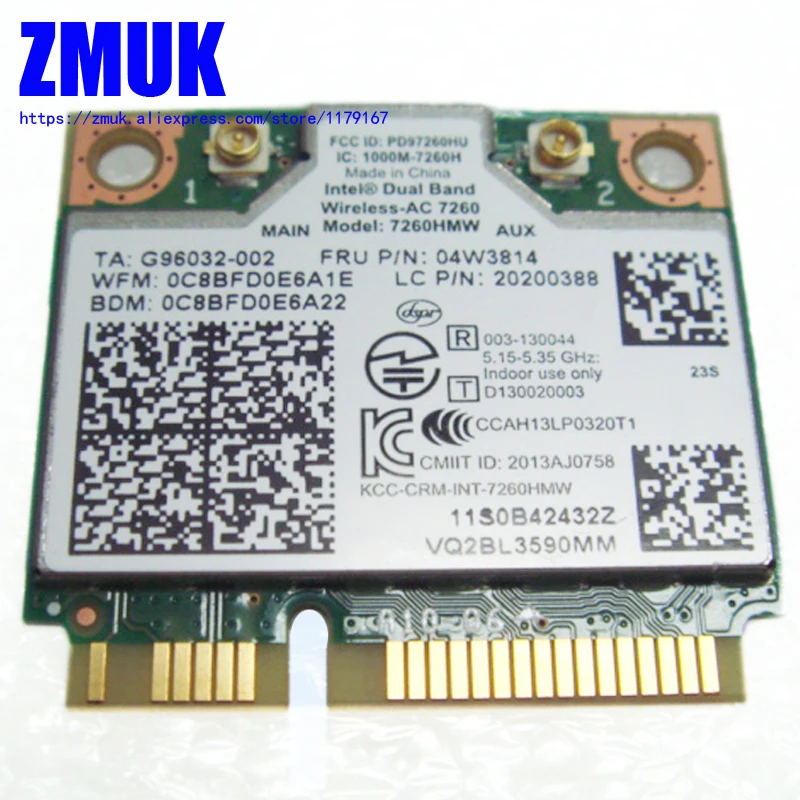 7660HMW Dual Band Wireless-AC 7260 WiFi 2x2 AC+BT4.0 WLAN Card For Lenovo S40 K4450 S440 S540 Series,FRU 04w3814 20200388