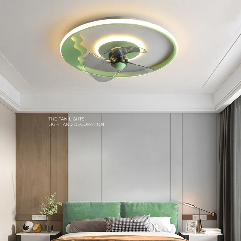 Lampu langit-langit berpengendali jarak jauh, cat besi sederhana Modern dengan pengendali jarak jauh, kipas peredupan, lampu dekorasi kamar tidur, perlengkapan kepala ganda