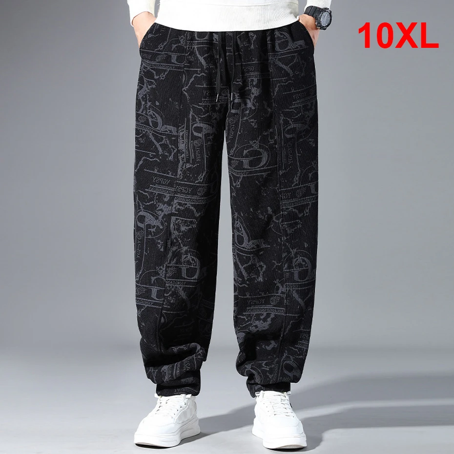 

Graffiti Pants Men 10XL Plus Size Sweatpants Autumn Winter Fleece Jogger Pants Male