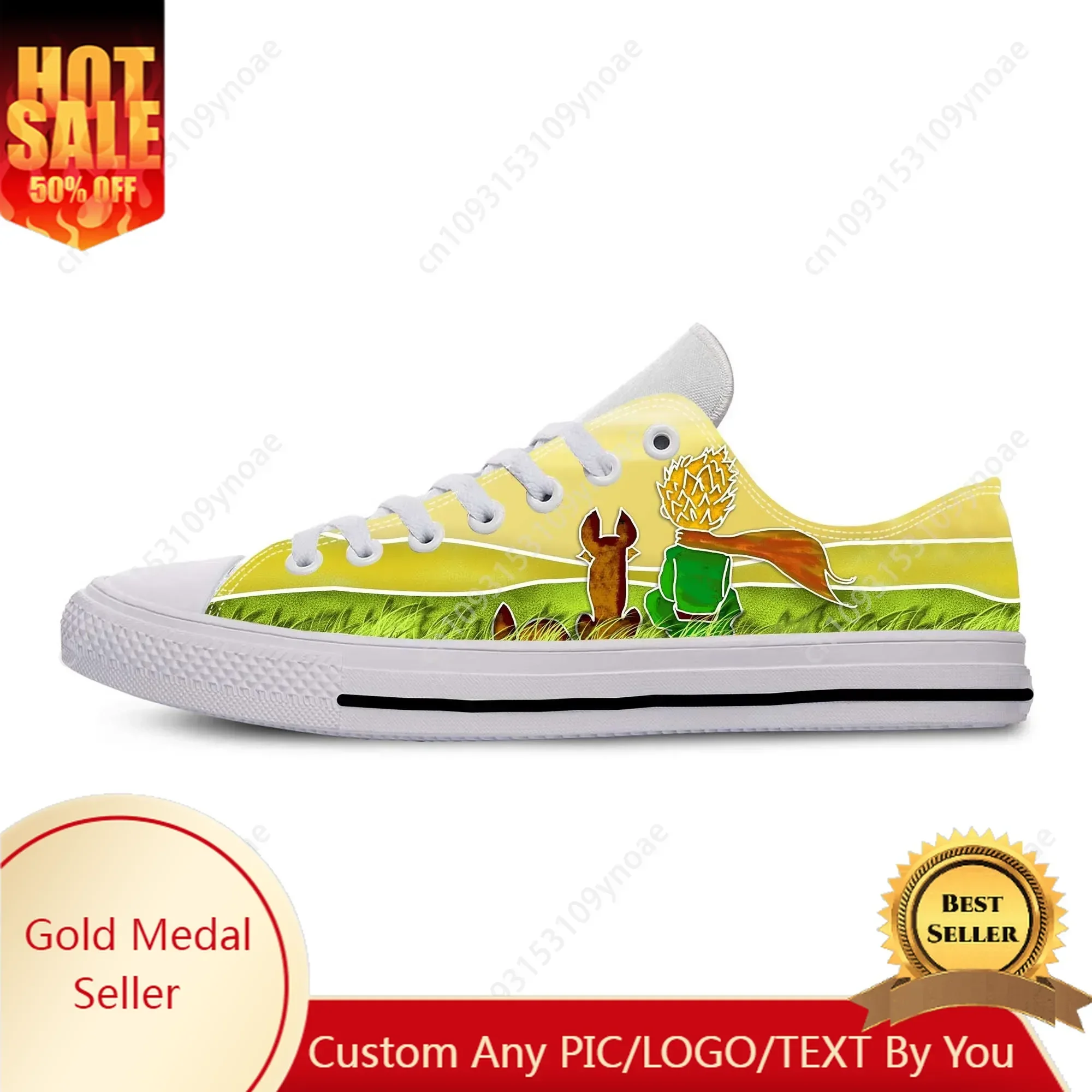 

Little Prince Anime Cartoon Manga Comic Cool Funny Casual Cloth Shoes Low Top Comfortable Breathable 3D Print Men Women Sneakers