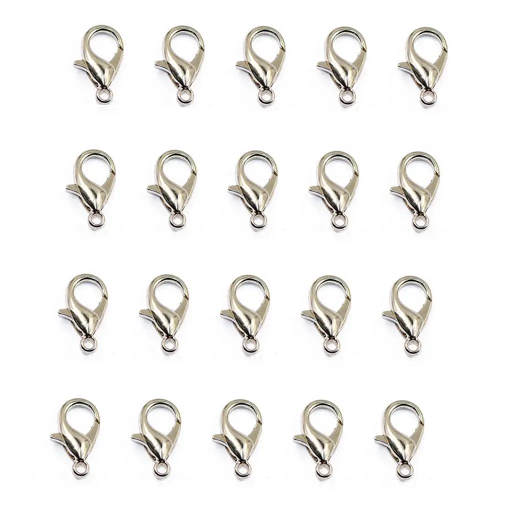 

Approx.20pcs Lobster Claw Clasps Jewelry Making Findings 16x10mm Silver