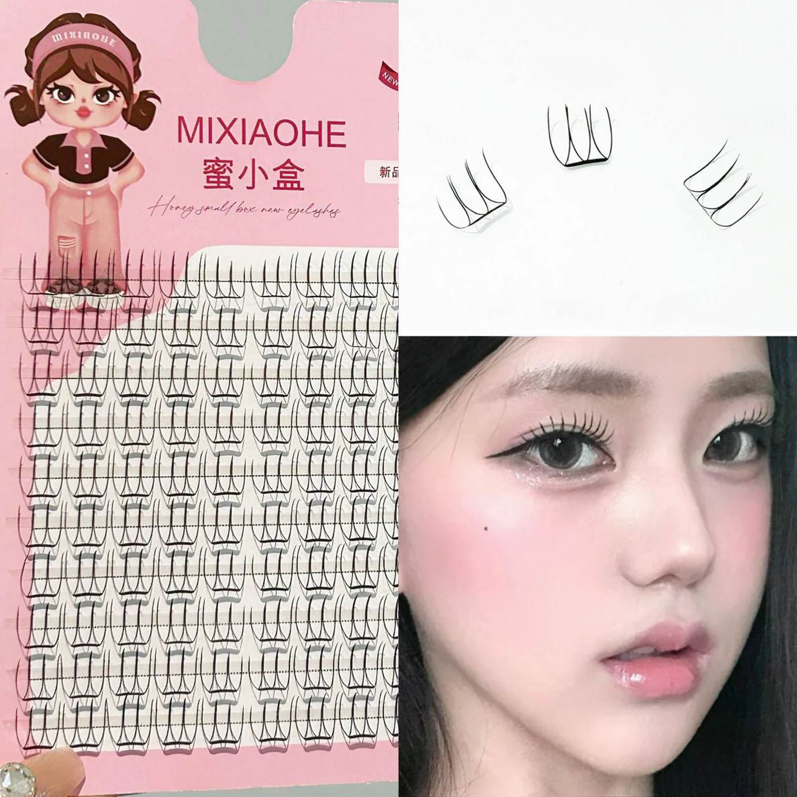 5pairs Korean False Eyelashes Natural Wispy Look Fluffy Artificial Lashes 10 Rows Cluster Manga Eyelash Extensions Makeup Tools