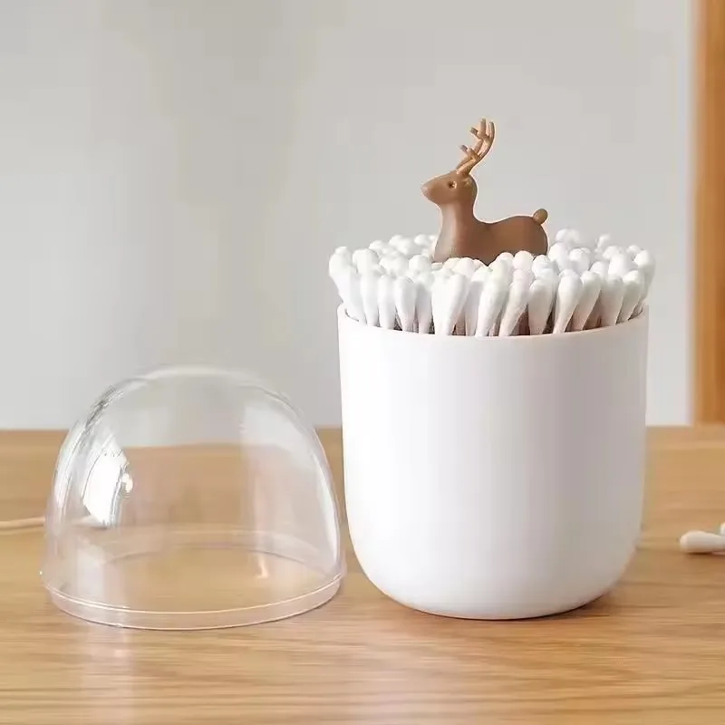 Creative Toothpick Holder Plastic Cotton Swab Holder With Cute Mini Cactus Trees Rabbit Table Accessories Home Decor view 6