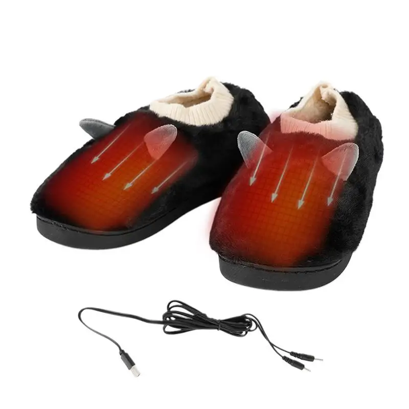 Winter Heated Slippers USB Charging Electric Heating Plush Foot Warmer With Adjustable Temperature For Christmas Men Women Home