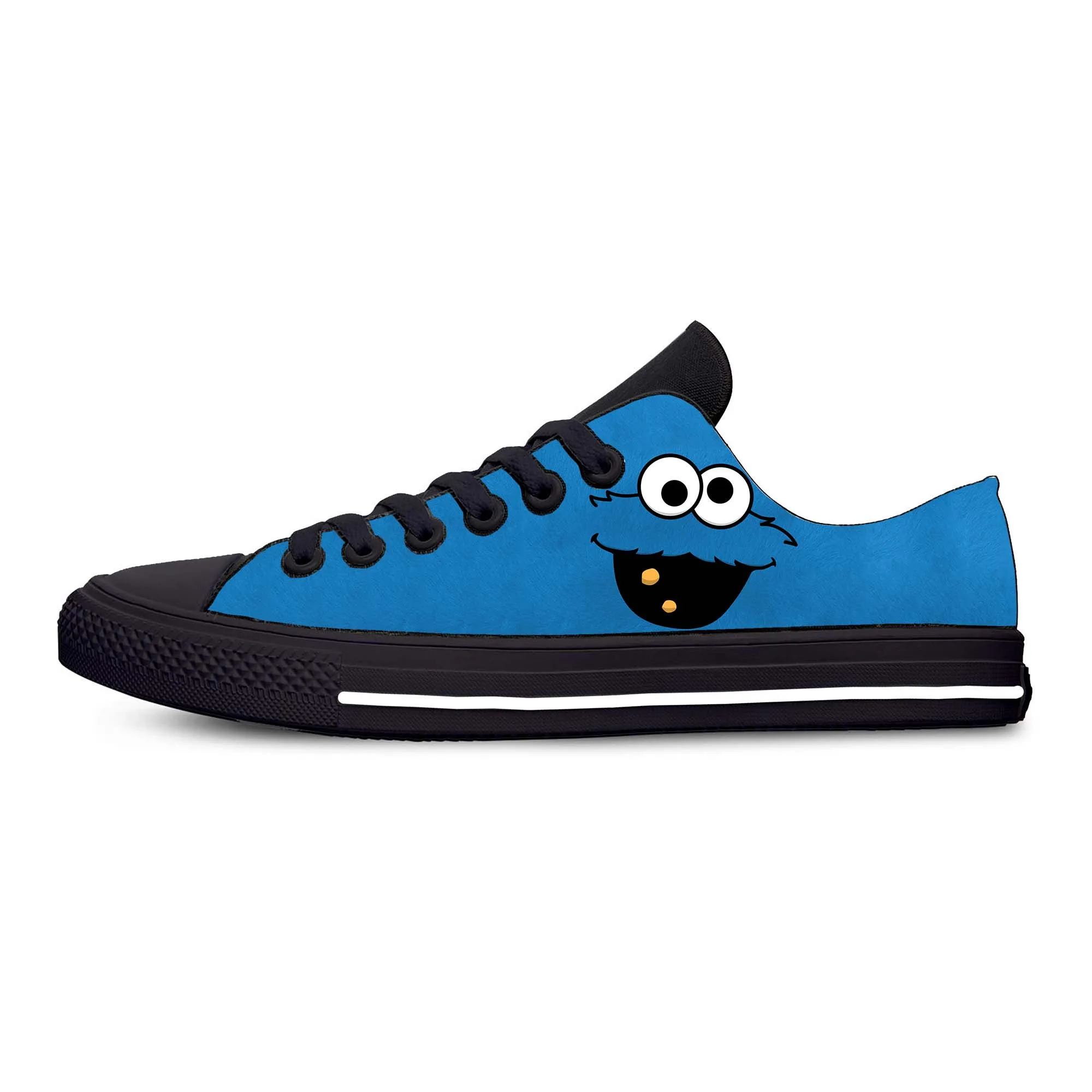 Street Monster Anime Cartoon Manga Sesame Cookie Casual Cloth Shoes Low Top Comfortable Breathable 3D Print Men Women Sneakers