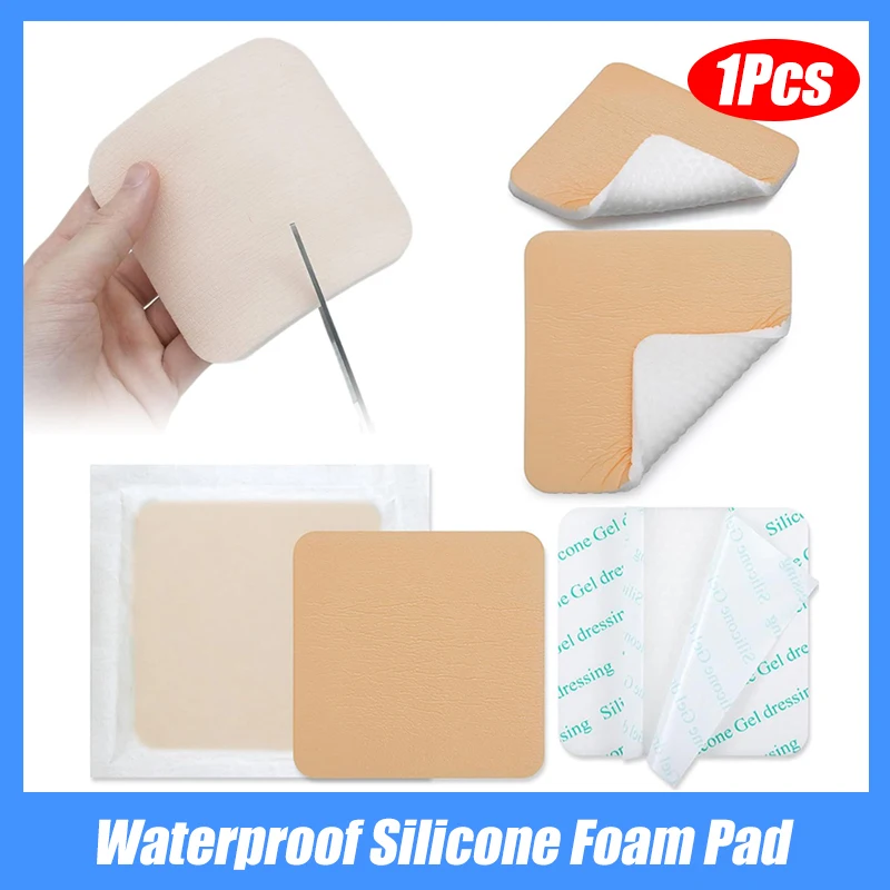 Waterproof And High Absorbency Square Shaped Wound Care Bandage Borderless Foam Dressing Silicone Foam Pad For First Aid