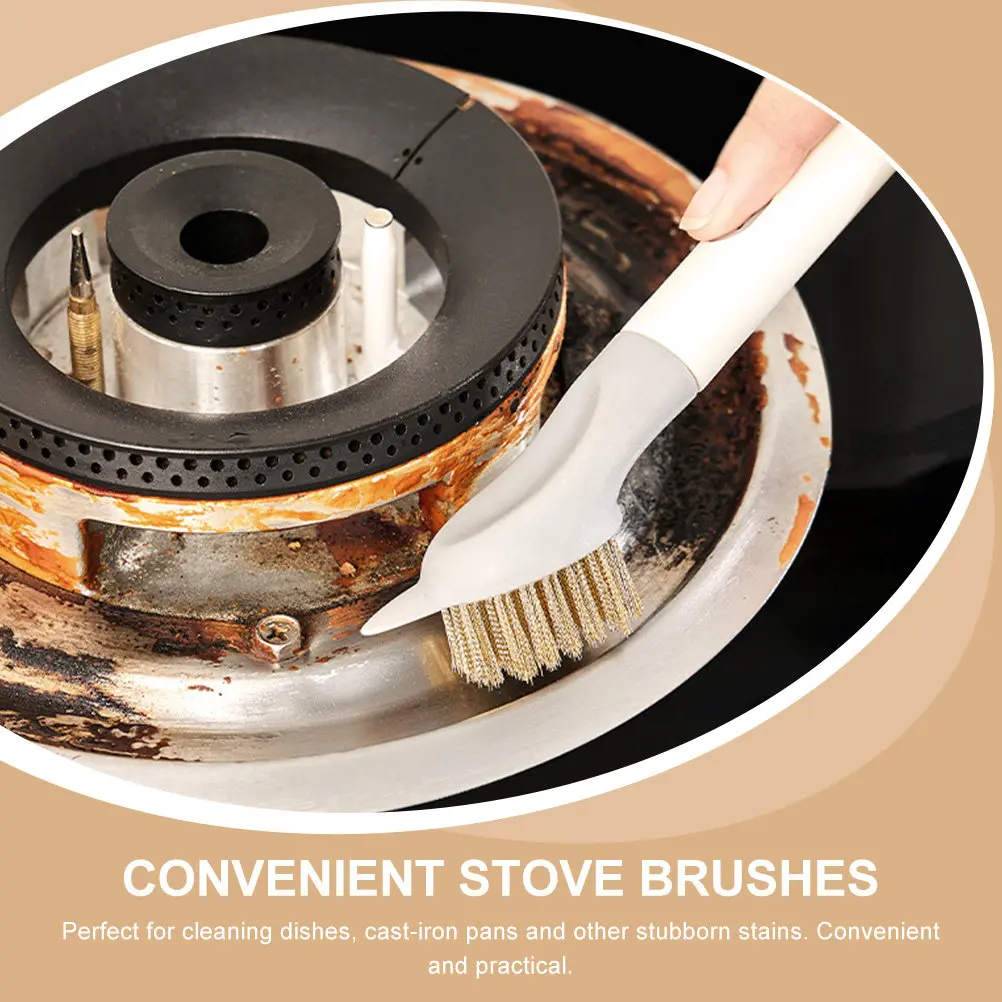 3-in-1 Cooktop Cleaning Brush for Gas Stove, Griddle & Pan – Heavy-Duty Stiff Bristle Scrub Brush