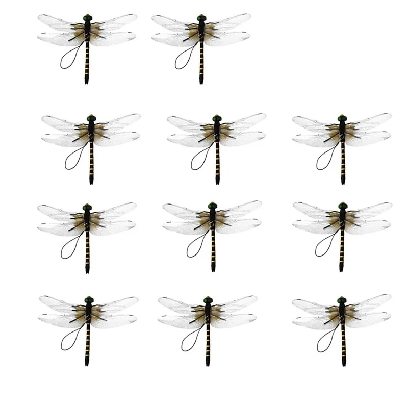 A93Z Perfect 12Pcs Bug Repellent-Clip-On Realistic 3D Dragonfly Bug Zapper-Indoor Outdoor Decoration