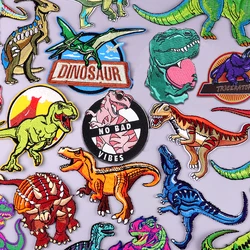 Patchs de broderie de dinosaure pour vêtements, thermo-adhésifs pour vêtements, dessin animé, animal, bricolage, fer sur patch, autocollants