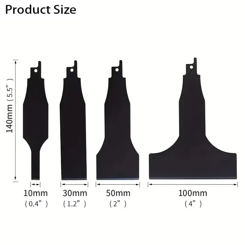 4PC Heavy Duty Reciprocating Saw Blade Set for Steel Tile Putty Removal Wall Ground Scraping