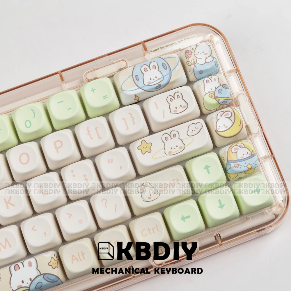 KBDiy MOA Profile PBT Keycap Anime Cute Rabbit Theme 143Key/Set MAC Keycaps Custom for Mechanical Keyboard Gaming Accessories