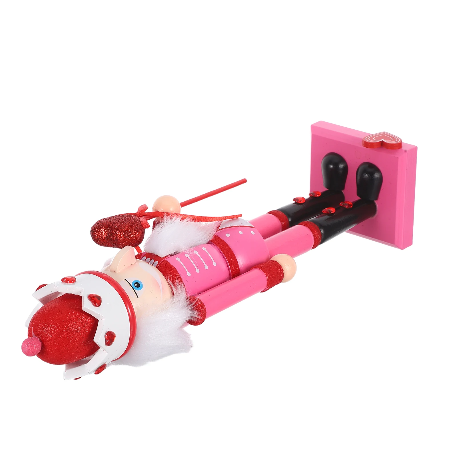 

Valentine'S Day Nutcracker 37Cm Pink Wooden Soldier For Holiday Mantel Tabletop Decor Festive Party Centerpiece