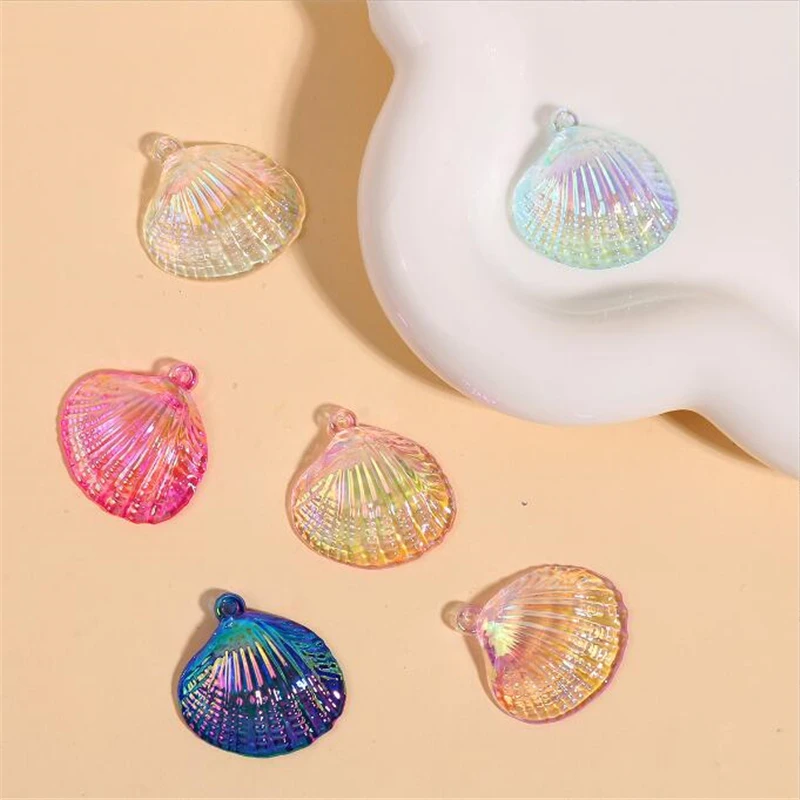 10pcs/lot new retro 27mm resin shell beads acrylic charm connectors for diy earrings jewelry making accessories