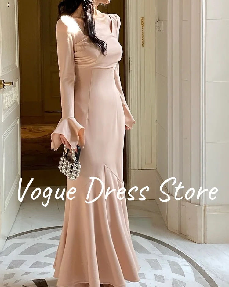 CustomizedvCustomized High Quality Mermaid Jersey Evening Dresses Delicate Long Sleeves Square Neck Prom Dress Custom Size Party