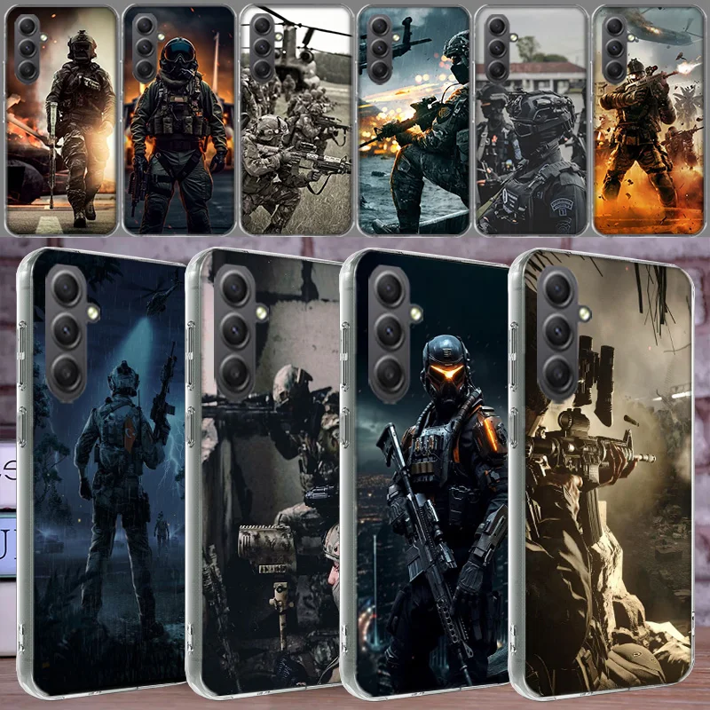 Power Army Soldier Case For Phone Samsung Galaxy A12 A22 A32 A52 A52S A13 A23 A33 A53 A14 A24 A34 A54 5G A73 A42 A9 A8 A7 A6 Plu