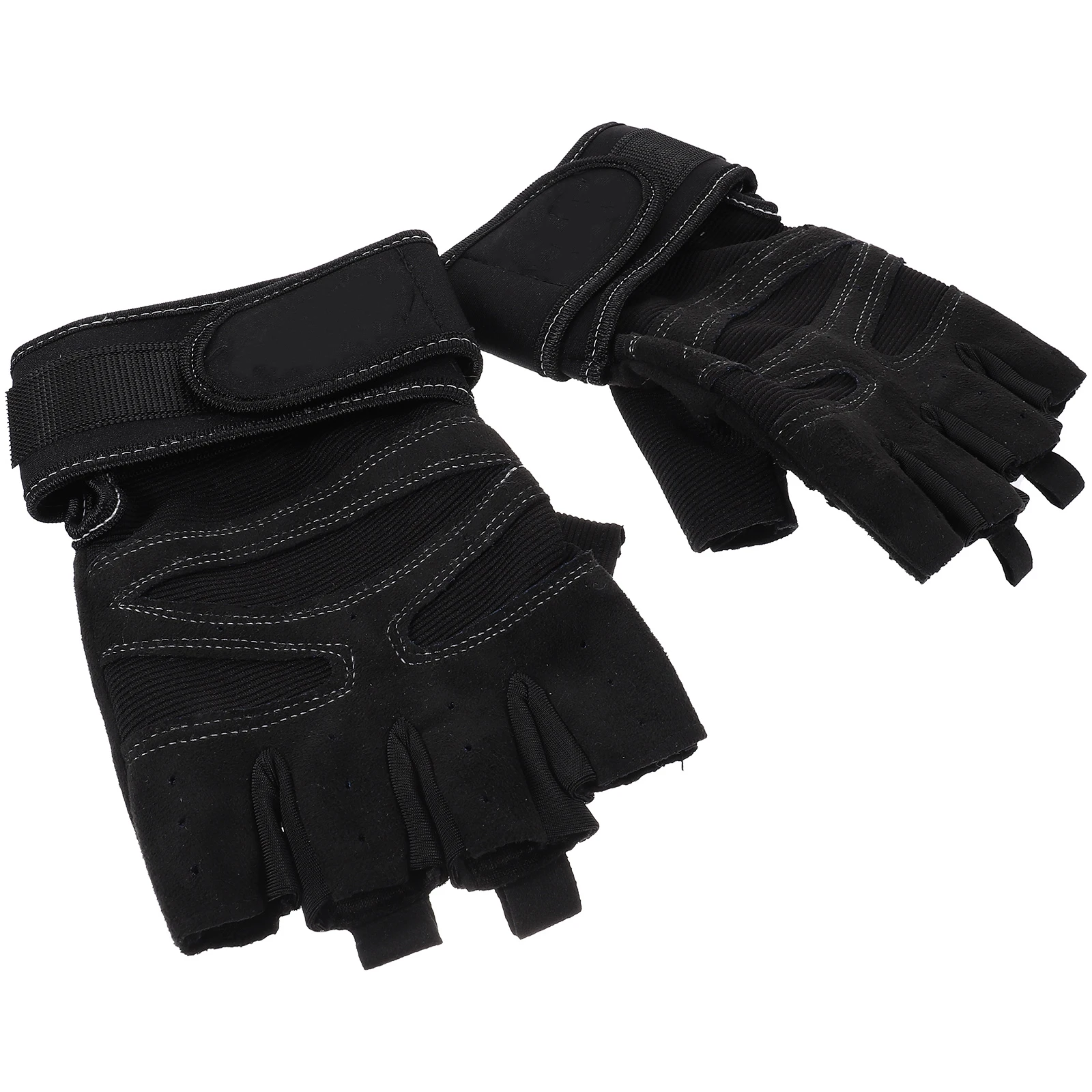 

Sports Half Finger Gloves Black White Riding Fitness Shock absorbing Anti slip Breathable Cloth Material Mountain Climbing