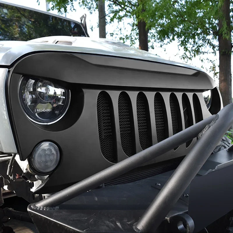 ABS MATTE BLACK FRONT GRILLE FIT FOR JEEP WRANGLER JK/JKU  2007-2008 2009 2010 2011 2012 2013 2014 2015 2016 2017