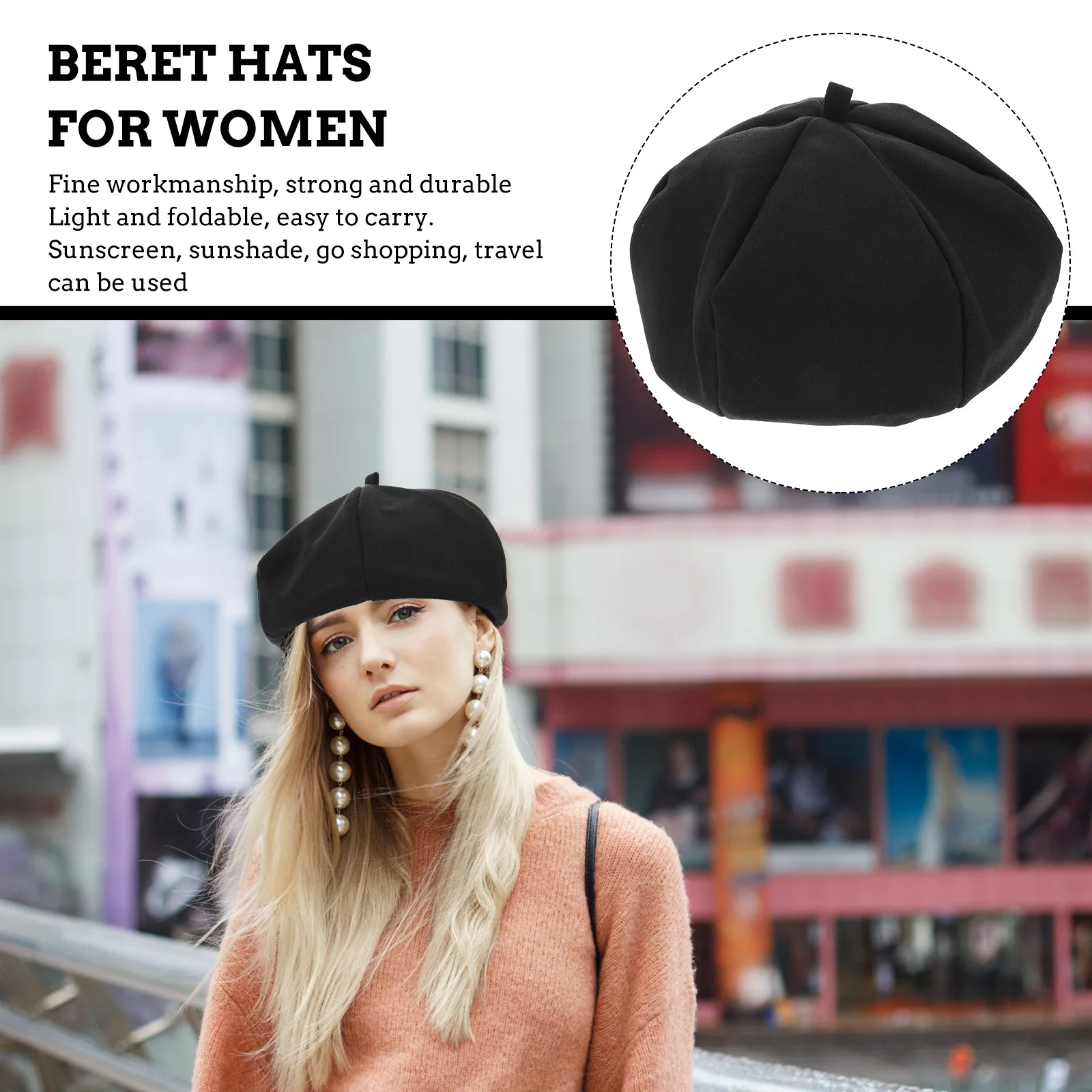 

1pc Women Vintage Bowknot Beret Denim Cloth Hat Newsboy All-Match Lightweight Comfortable Fit Cosplay Costume Party Accessory