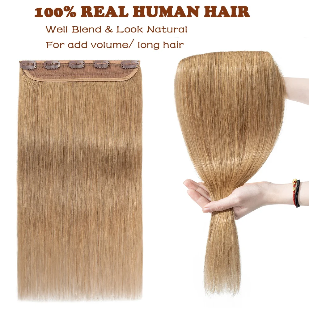 Rich Choices Straight One Piece Clip In Hair Extensions Human Hair Weft 5 Clips In Natural Hairpiece For Women Good Density