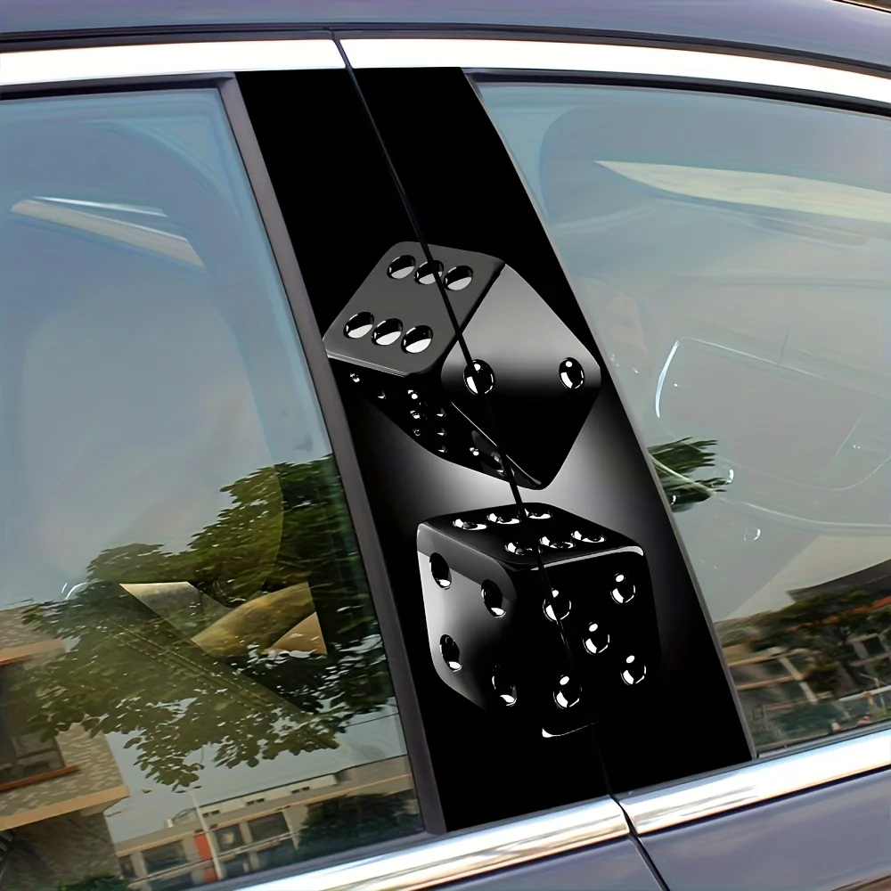 1Pair Black Dice Car Stickers Self-Adhesive B-Pillar Decals Scratch-Resistant Self-adhesive Vehicle Decals for Car Truck SUV